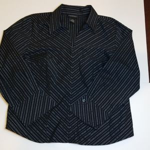 Lane Bryant 14/16 Black Top w Gray & Silver Stripe